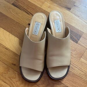 Coach Marin Calf Natural Cream Women’s Mules Slip On Heel 9.5